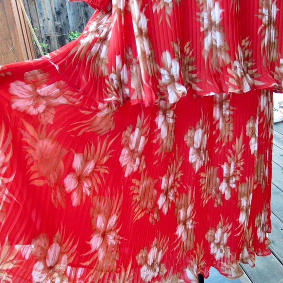 Diane Freis 2pc Skirt Top Georgette Dress w Scarf 8 10 12 Flower Leopard Pleats - Picture 8 of 14